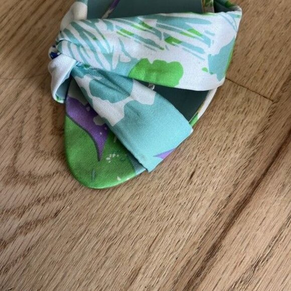 Nine West Floral Print Heeled Sandal Twist Front Women's Shoes Size 7.5M Green - Picture 4 of 8